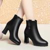 Comfortable Soft Leather Warm Winter Shoes Women Platform 2024 Thick  High Heels Ankle Boots for Office Mom Model Solid Leather