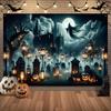 Happy Halloween background banner cemetery ghost castle carnival festival celebration activities party decorations