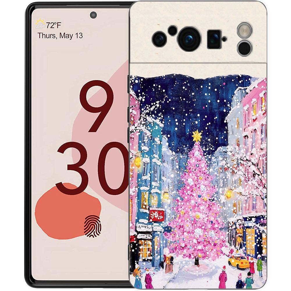 Мультяшный рождественский чехол для телефона Google Pixel 10A 10 9 8 7 6 Pro XL 9A 8A 6A 7A 5G Мягкий противоударный ТПУ Черный чехол