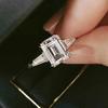 Large Moissanite Princess Square Diamond Open Ring, High-End Luxurious Fashion Accessory