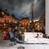 Фотообои, городская архитектура, ночной вид на улицу, фон, настенная живопись, креативные фрески для ресторана, кафе