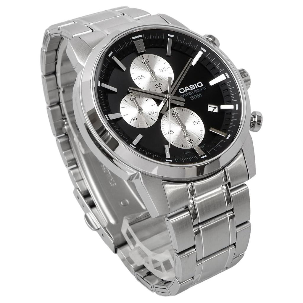 Casio CASIO Стандартные мужские часы 1/10 секунды хронограф кварцевый MTP-E510D-1A2V Reverse Panda