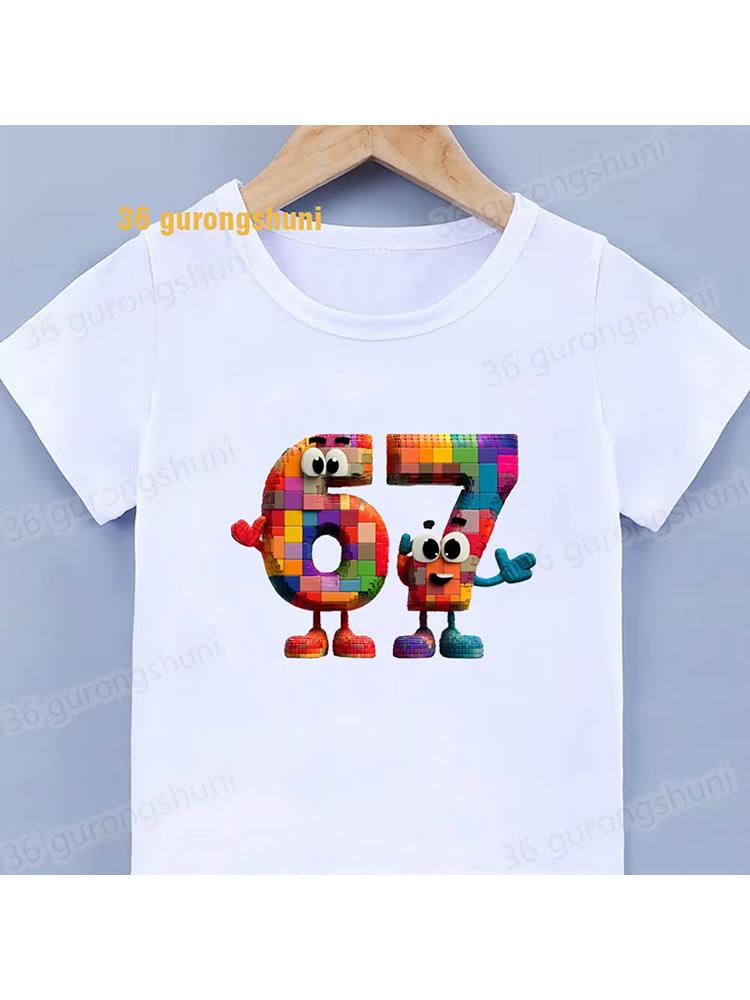 Kids Retro Cartoon SIX SEVEN 67 Graphic TShirt Soft Cotton Cute Wear for Boys Girlsdf0139