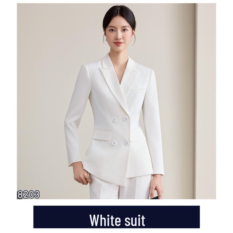 Женский высококлассный белый костюмный набор для осени/зимы - Элегантная деловая формальная одежда
