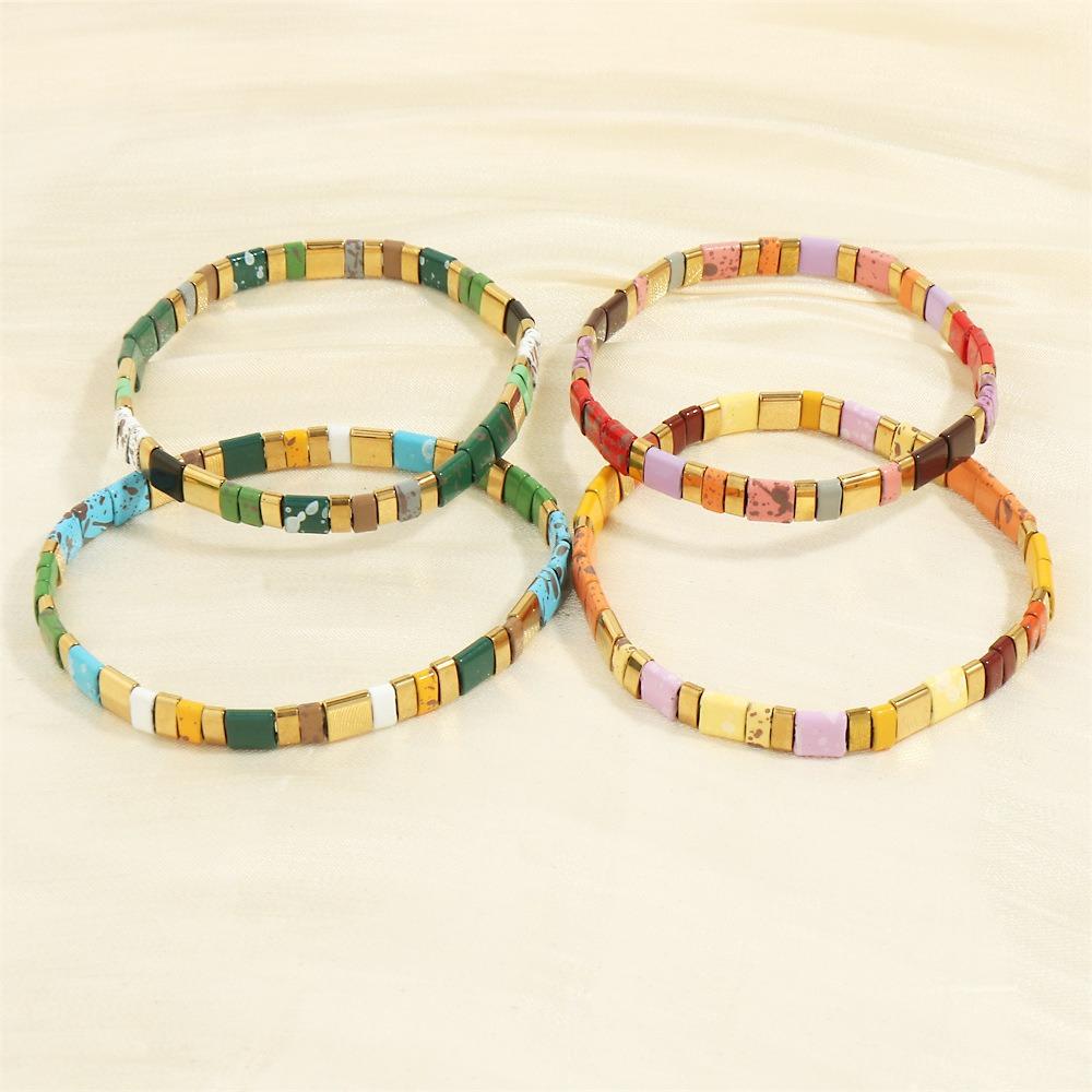 Beads Elastic Bracelet Colorful Stackable Bracelet Fashion Tila Beads Bracelet  Gift