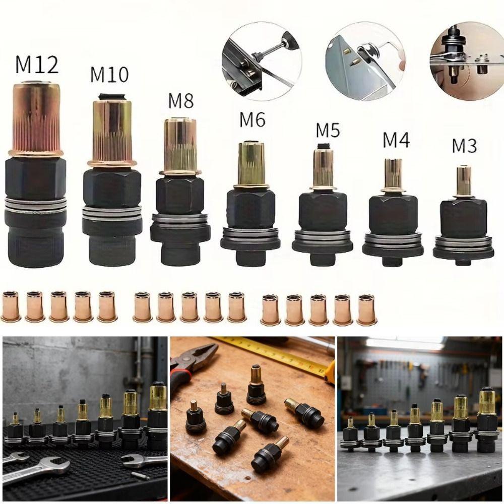 Carbon Steel Rivet Nut Tool Threaded Rivet Nut Assortment Kit Threaded Insert Tool DIY Work