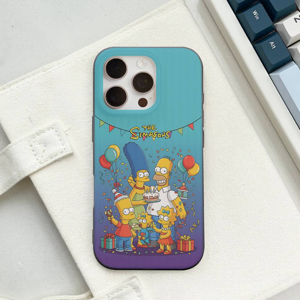 Смешной мультяшный S-Симпсоны для iPhone 16 15 14 13 12 11 17 Pro Max Plus Волновой гофрированный чехол для телефона Защитная крышка от падения