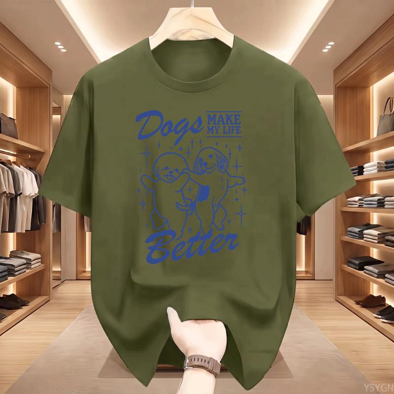 Dog Mom T Shirt Dogs Make My Life Better Printed Tshirt Cotton Short Sleeve Casual Dog Mom Mama Life Tshirt Unisex Streetwear