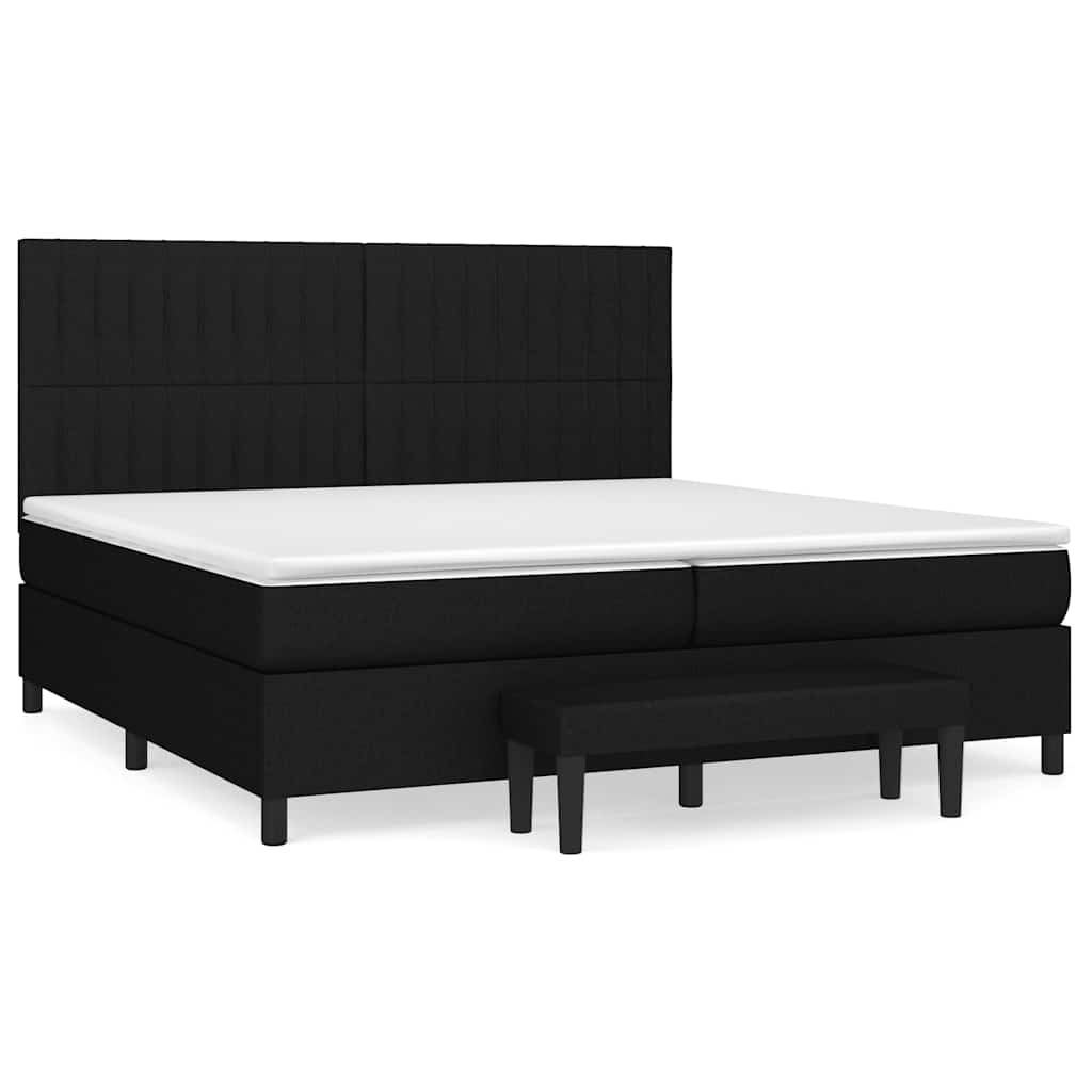 Box Spring Bed with Mattress Black 200x200 cm Fabric