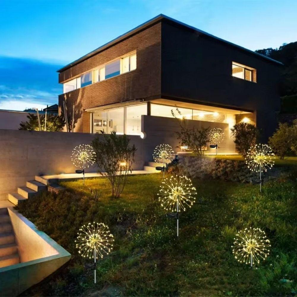 60 LED Solar Power Firework Lights Waterproof Outdoor Dandelion Lawn Lamp Outdoor Use