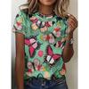 Summer Butterfly 3D Printed T-Shirts Plus Size Short Sleeve Top for Women's Versatile Loose Casual T-shirt