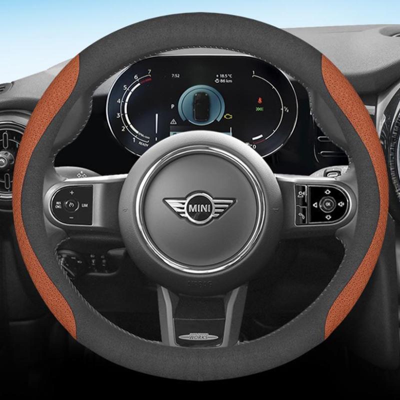 Carbon Suede Leather Car Steering Wheel Cover for BMW MINI Cooper S R56 F55 Countryman F66 F60 Accessories