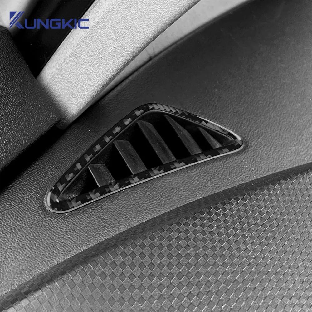 For Seat Leon 2005 2006 2007 2008 2009 2010 2011 2012 Real Soft Carbon Fiber Sticker Car Air Outlet Instrument Panel Trim Accs