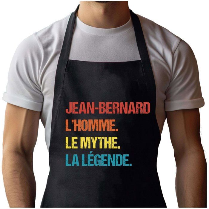 Tablier de cuisine - Jean-Charles Mythe Légende Vintage - Noir - Impression Bretonne - Coton résistant