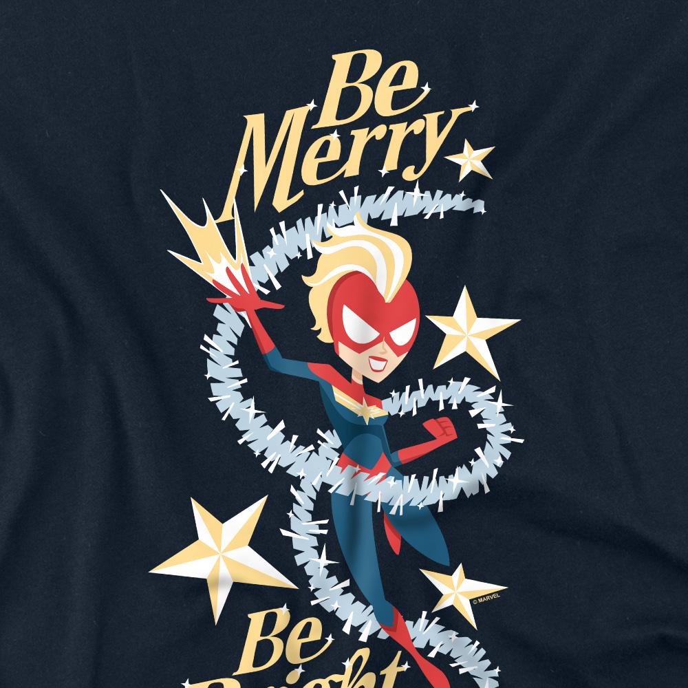 Captain Marvel Unisex Adult Be Merry Be Bright T-Shirt