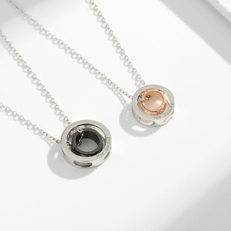 Красивая женщина и чудовище пара ожерелье пара корейская версия студенческая любовь на расстоянии подарок надпись кулон