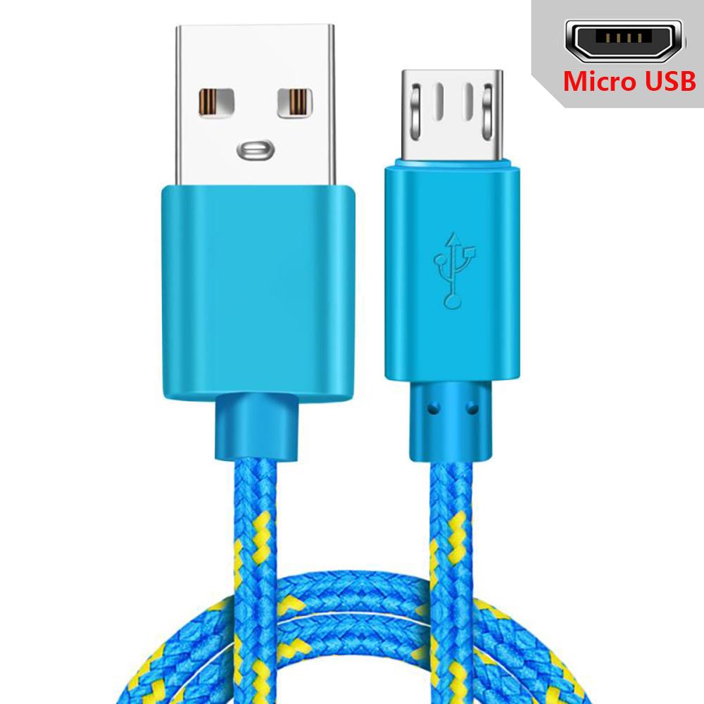 Кабель Micro USB 1 м/2 м/3 м USB-кабель для синхронизации данных и зарядки для телефонов Samsung Huawei Xiaomi HTC Android, нейлоновые кабели MicroUSB в оплетке