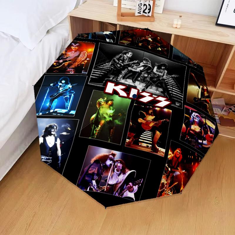 1 шт. Автоматический складной зонт Kiss Music, 8 спиц, дорожный зонт с автоматическим портативным чехлом, идеальный подарок на день рождения