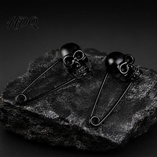 Прочная металлическая брошь Брошь-череп Безопасная булавка с замком Дизайн 3D-резьба