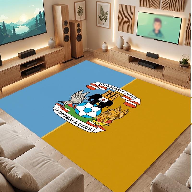 Коврик из кристаллического велюра с принтом футбольного клуба Coventry City, Удобный, Впитывающий влагу, Нескользящий, Для помещений