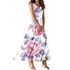 Женское летнее повседневное модное платье с принтом, платье без рукавов с V-образным вырезом