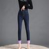 2022 зимние женские повседневные бархатные теплые утепленные брюки, эластичные джинсы с высокой эластичной резинкой на талии для женщин, узкие джинсовые брюки-карандаш