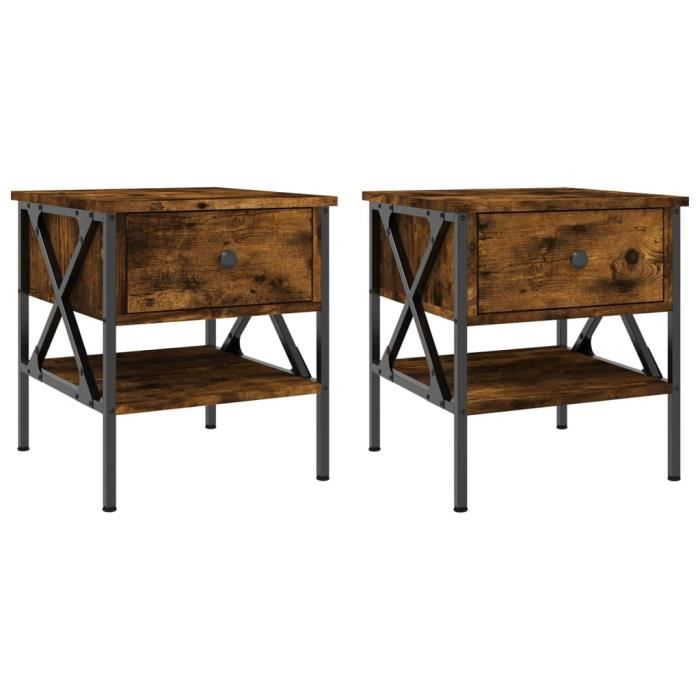 VidaXL Tables de chevet 2 pcs chêne fumé 40x42x45 cm bois d’ingénierie 825958