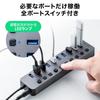 Sanwa Direct USB Hub 10 Port USB Charger with Individual Switch with AC Adapter Self-Powered USB3.2/5Gbps 400-HUBA23GM