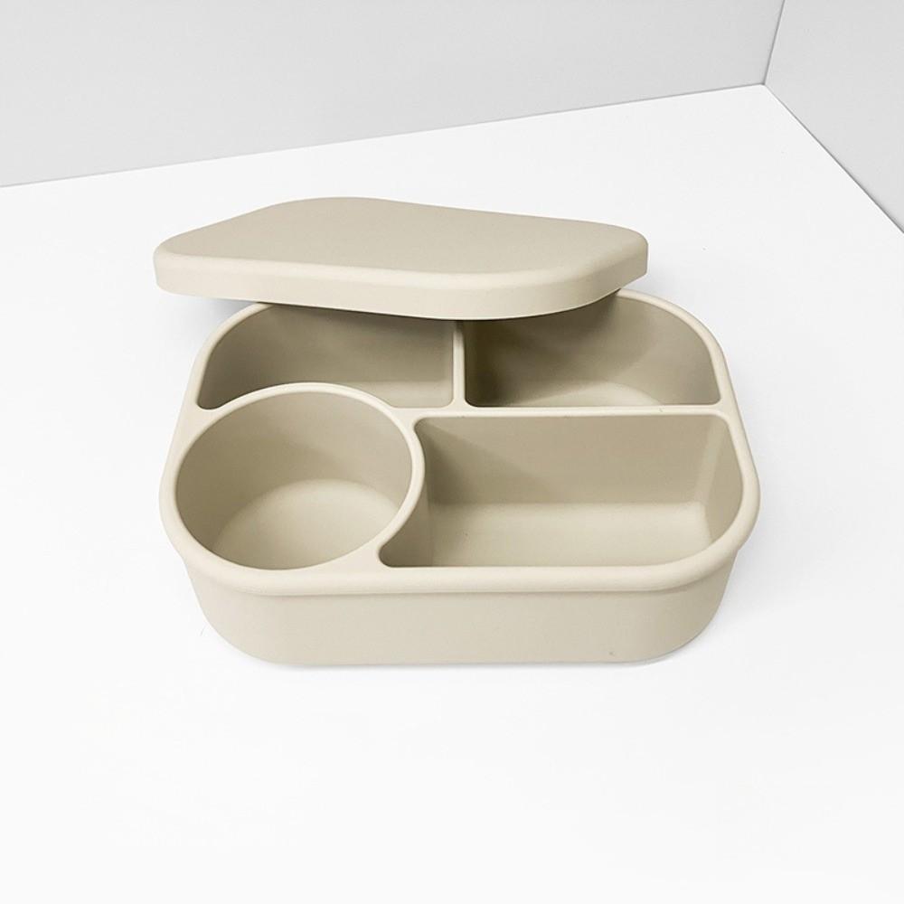 4 Grids Divided Lunch Box 750ml Food Storage Container Microwaveable Silicone Lunch Box Pantry