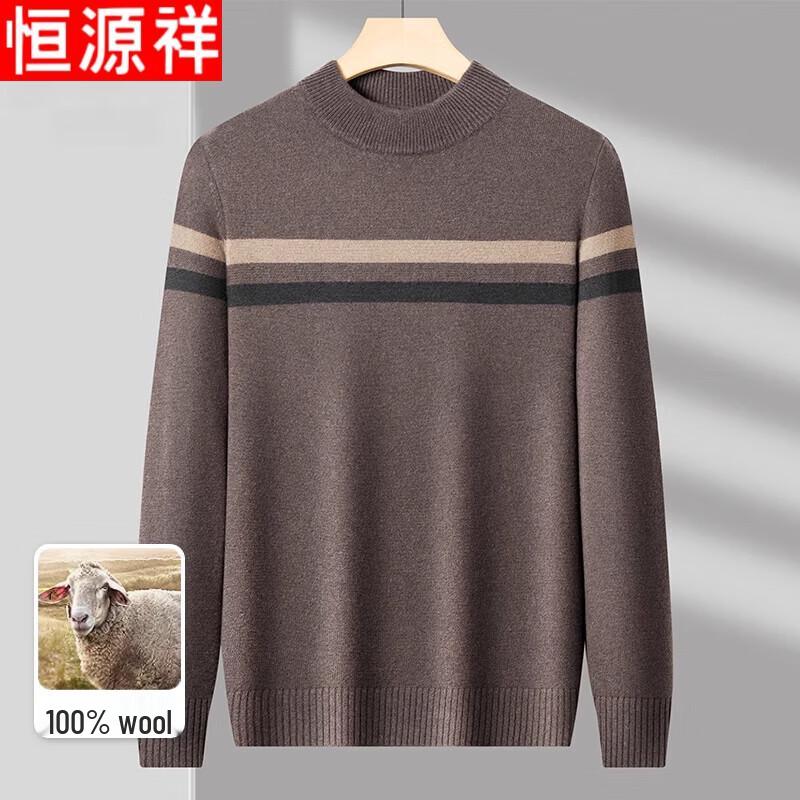 Hengyuanxiang Мужской свитер из 100% шерсти, толстый, с круглым вырезом