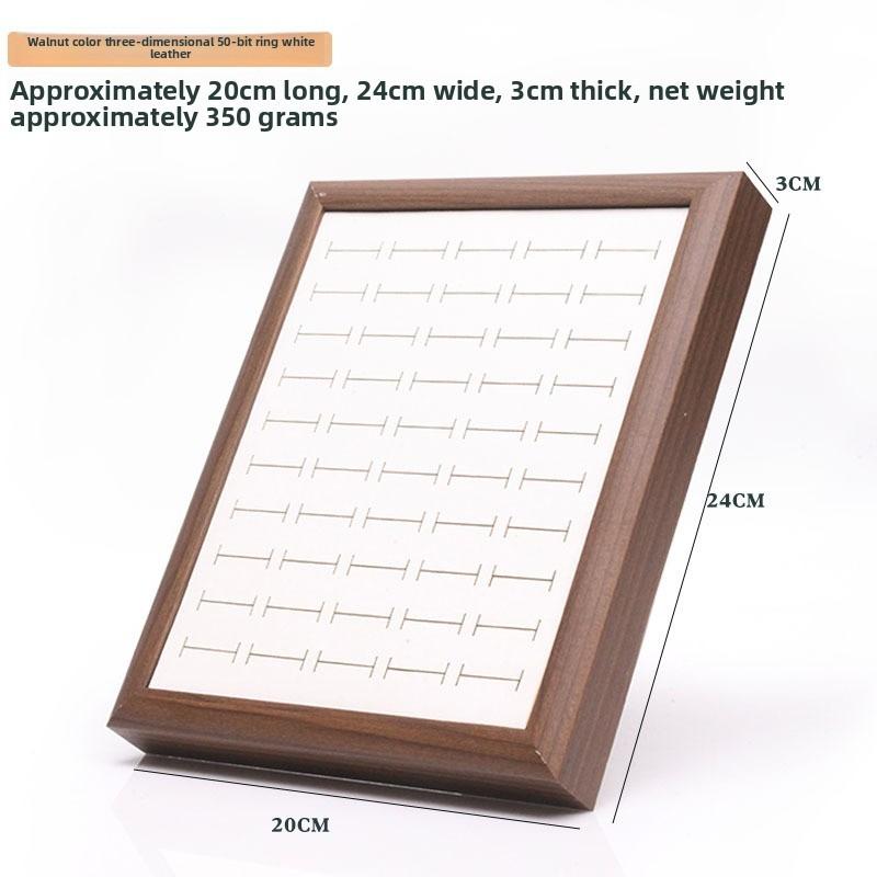 Frame-shaped Solid Wood Jewelry Holder, Spacious Tray for 50 Finger Rings, Earrings and Ornament Display Rack