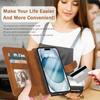 Многофункциональный кожаный кошелек-чехол для iPhone 16 Pro со съемной магнитной защитой