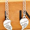 2Pcs/Set Mother Daughter Flower Carved Love Heart Pendant Necklace Gift