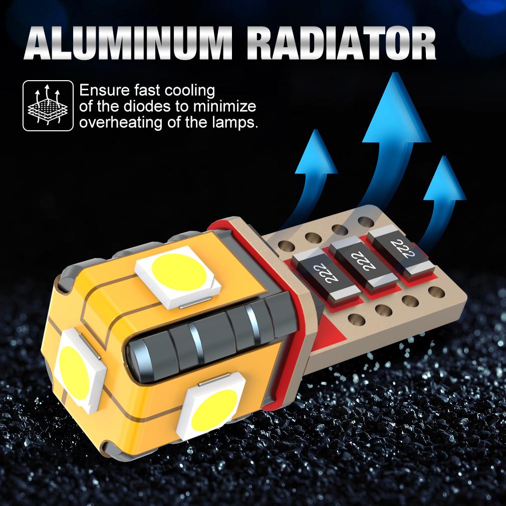 2 шт. Светодиодные лампы T10 Автомобильные огни Белый 168 501 W5W Canbus Светодиодная клиновидная 3030 5SMD Внутренний купольный свет для чтения Подсветка номерного знака Сигнальная лампа 12 В 6000 К