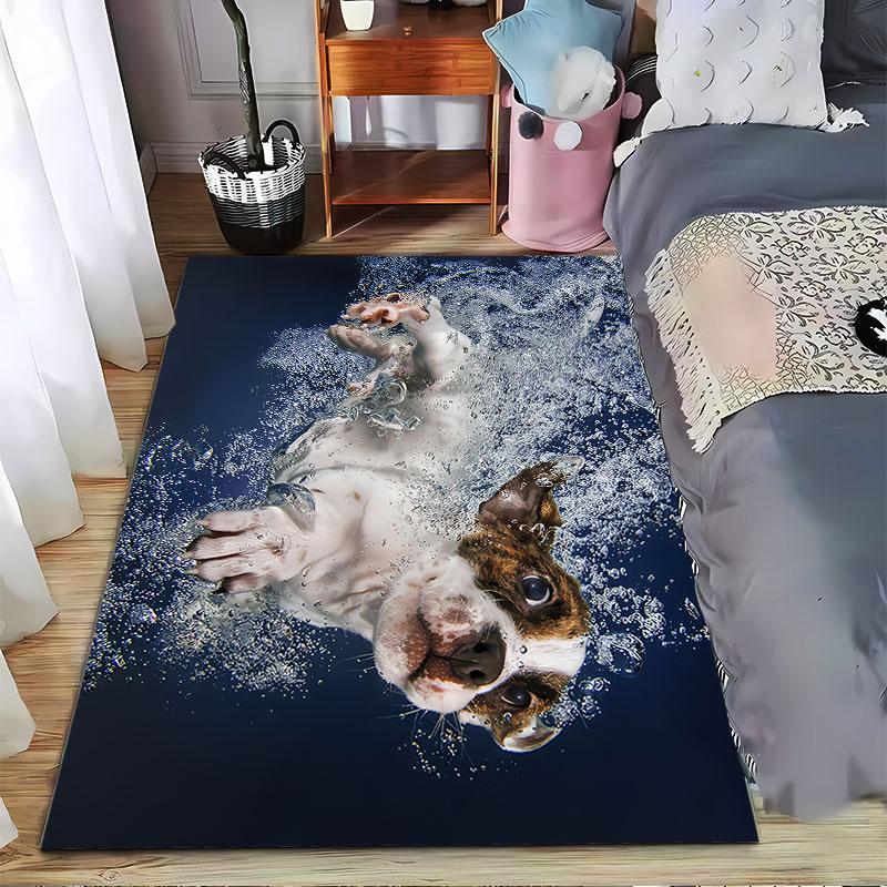 Diving Dog Underwater Design suitable as a non-slip mat for the living room or bedroom sofa