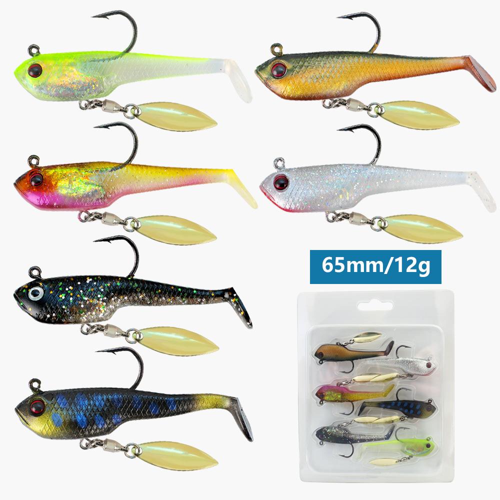 Shark-Like Lure 6-Piece Pack Lead-Weighted PVC Artificial Soft Bait Hooks Bionic Bass Freshwater Saltwater Fishing