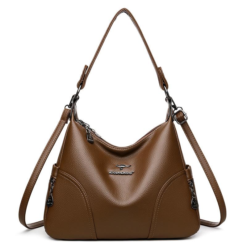 Мягкая кожаная сумка через плечо Женская сумка-тоут Большая вместимость Сумка кроссбоди