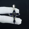 Серебряный кулон-крест с синим сапфиром и драгоценным камнем из серебра 925 пробы — дизайн ручной работы, повседневные украшения, уникальный кулон в подарок для нее