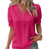 Женский топ Сплошной цвет с короткими рукавами и v-образным вырезом с присборкой на каждый день