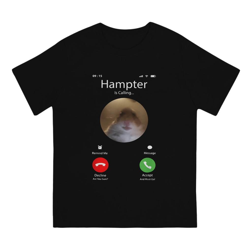 Man TShirt Dank Meme Hamster Staring Front Camera Hampter Calling Individuality T Shirt Graphic Streetwear New Trend