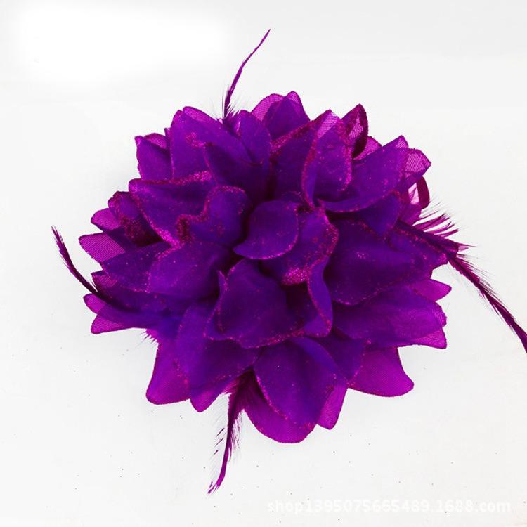 Fascinator Corsage 1X Flower Feather Brooch Wedding Ball Head Hair Clip