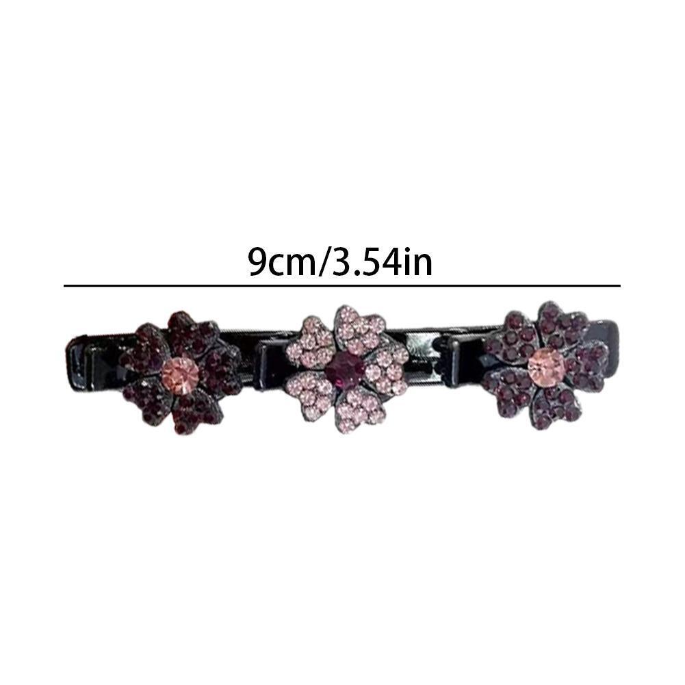 Double Bangs Braided Barrettes Hairpins Sparkling Crystal Stone Braided Hair Clips Women Girls Headwear Hair Styling Accessories