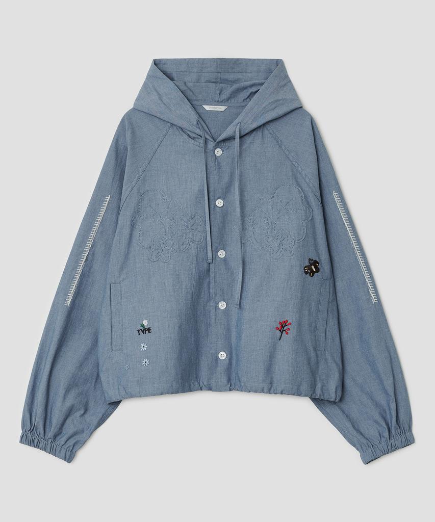 Джинсовая рубашка с капюшоном и вышивкой Raglan от Taibseobiseu [Синяя]