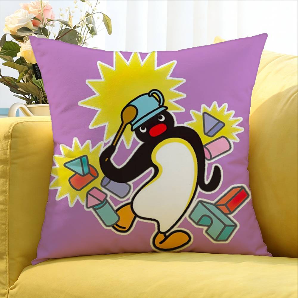 Cute P-Pingu World Various Sizes Square Pillow Case For Car Home Bedchamber Decor