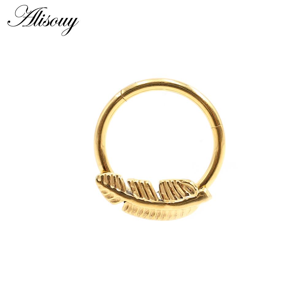 Alisouy 1PC Нержавеющая сталь Летучая мышь Пчела Змея Лист Нос Кольцо Daith Пирсинг Украшения Серьги-кольца для козелка хряща Спиральные серьги