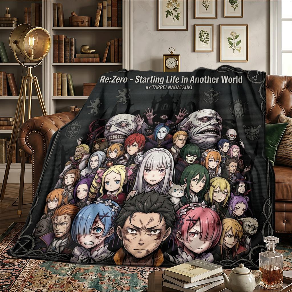 Re Zero Printed Flannel Blanket Warm - Comfortable, For Sofas, Travel -HE46