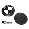 Car Black White BMW Logo Front Hood Emblem 82mm Rear Badge 74mm Wheel Hub Cap 56mm O18 steering wheel sticker 45mm Accessories