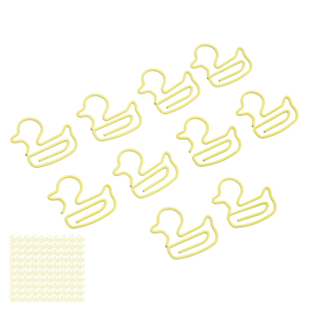 100 шт. скрепок в форме желтой утки, легкие портативные, гальванические, металлические скрепки, отключены