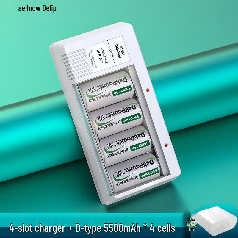 Delipow D Size Rechargeable Batteries CN plug (adapter included)