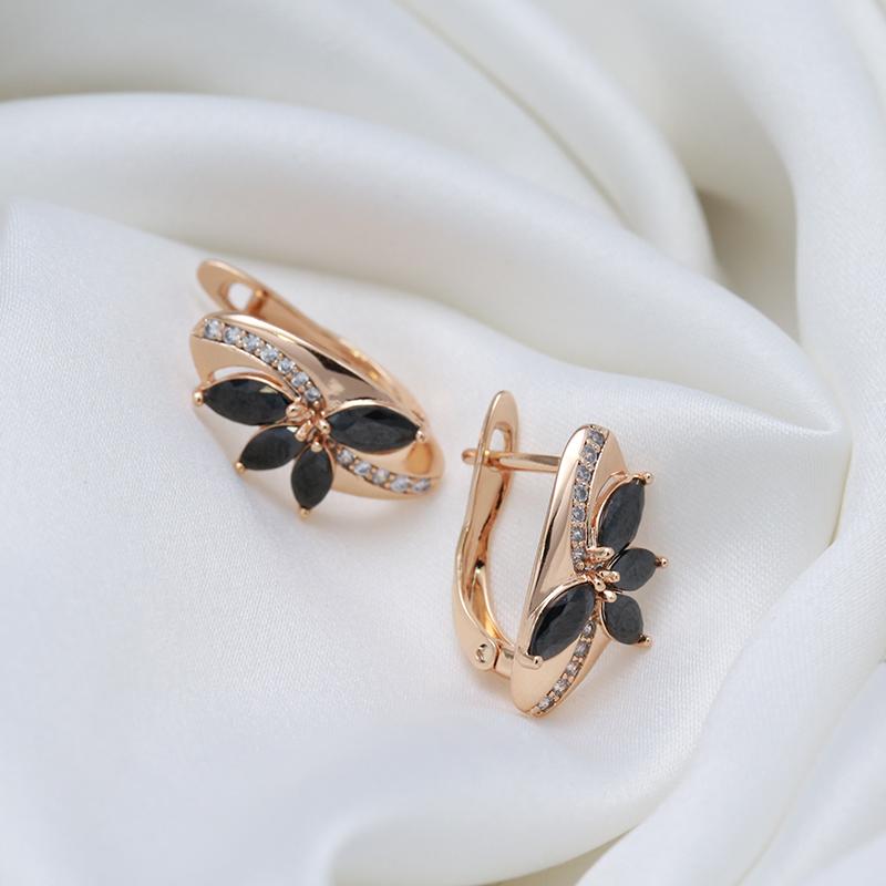Новые роскошные серьги-подвески Rose Gold для женщин, черные с белыми натуральными цирконами, модные серьги, винтажные свадебные украшения